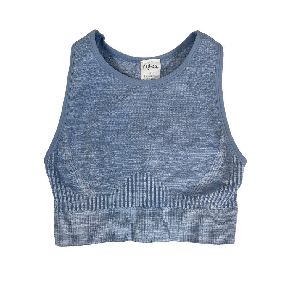 Ryka Sports Bra Cropped Tank Heathered Blue Women’s Size S